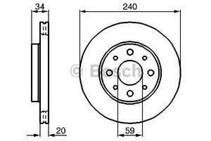 Фото Диск гальмівний (передній) Fiat 500/Panda 03- (240.5x20) Bosch 0 986 479 B76