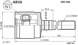 Фото Шарнірний комплект, приводний вал Asva ISIR-1004