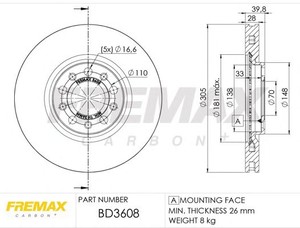 Фото Гальмівний диск FREMAX BD 3608