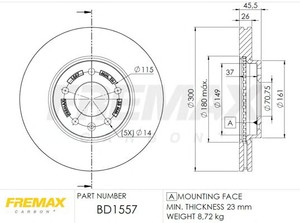 Фото Гальмівний диск FREMAX BD-1557