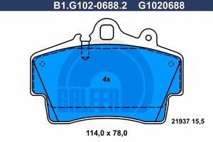 Фото Комплект гальмівних колодок, дискове гальмо GALFER B1.G102-0688.2