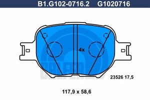 Фото Комплект гальмівних колодок, дискове гальмо GALFER B1.G102-0716.2