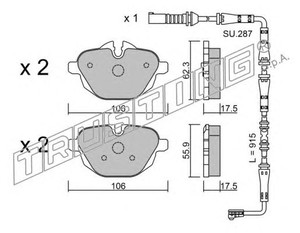 Фото Комплект гальмівних колодок, дискове гальмо TRUSTING 938.0W