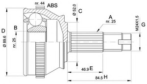 Фото Шарнірний комплект, приводний вал OPEN PARTS CVJ5092.10