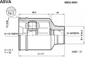 Фото Шарнірний комплект, приводний вал Asva MEIU-5001