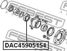 Фото Підшипник маточинний задній 45x90x51x54 Febest DAC45905154