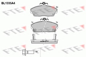 Фото Комлект гальмівних колодок, дисковий механізм FTE BL1335A4