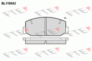 Фото Комлект гальмівних колодок, дисковий механізм FTE BL1106A2