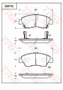 Фото Комлект гальмівних колодок, дисковий механізм TRW GDB7730