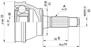 Фото Шарнірний комплект, привідний вал OPEN PARTS CVJ5280.10