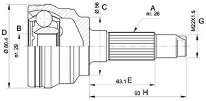 Фото Шарнірний комплект, приводний вал OPEN PARTS CVJ5554.10