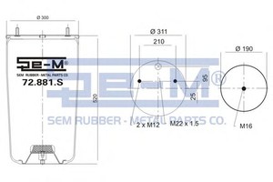 Фото Кожух пневматической рессоры SEM-LASTIK 72881S