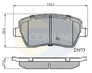 Фото Комлект гальмівних колодок, дисковий механізм COMLINE CBP0984