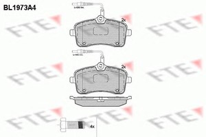 Фото Комлект гальмівних колодок, дисковий механізм FTE BL1973A4