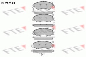Фото Комплект гальмівних колодок, дискове гальмо FTE BL2171A1