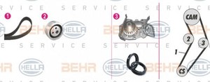 Фото Водяний насос + комплект зубчатого ременю Behr Hella Service 8MP 376 801-881