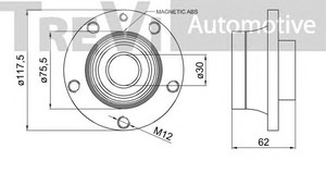 Фото Комплект подшипника ступицы колеса TREVI AUTOMOTIVE WB2214