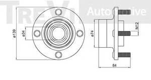 Фото Комплект подшипника ступицы колеса TREVI AUTOMOTIVE WB1452