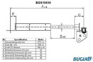 Фото Упругий элемент, крышка багажника / помещения для груза BUGIAD BGS10850