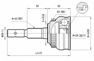 Фото Шарнірний комплект, приводний вал STATIM C.245