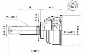 Фото Шарнірний комплект, приводний вал STATIM C.455