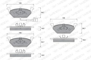 Фото Комплект гальмівних колодок, дискове гальмо WEEN 151-1253