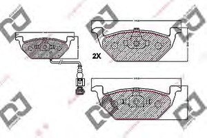 Фото Комплект гальмівних колодок, дискове гальмо DJ PARTS BP1188