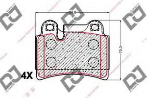 Фото Комплект гальмівних колодок, дискове гальмо DJ PARTS BP1912