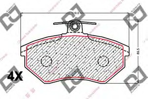 Фото Комплект гальмівних колодок, дискове гальмо DJ PARTS BP1944