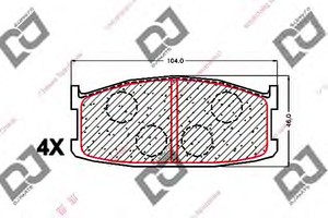 Фото Комплект гальмівних колодок, дискове гальмо DJ PARTS BP1656