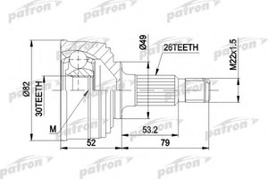 Фото Шарнірний комплект, приводний вал Patron PCV1054