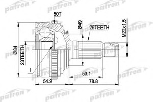 Фото Шарнірний комплект, приводний вал Patron PCV1220