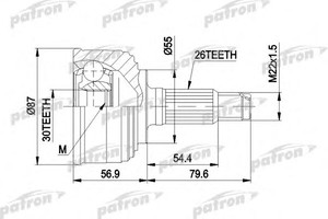 Фото Шарнірний комплект, приводний вал Patron PCV1255