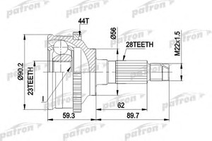 Фото Шарнірний комплект, приводний вал Patron PCV1335