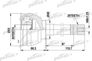 Фото Шарнірний комплект, приводний вал Patron PCV1540