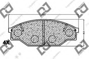 Фото Комплект гальмівних колодок, дискове гальмо DJ PARTS BP1002