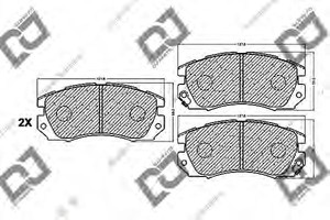 Фото Комплект гальмівних колодок, дискове гальмо DJ PARTS BP1061