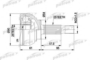 Фото Шарнірний комплект, приводний вал Patron PCV1006