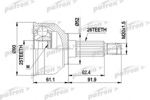 Фото Шарнірний комплект, приводний вал Patron PCV1042