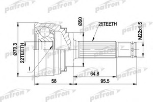 Фото Шарнірний комплект, приводний вал Patron PCV1047