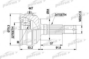 Фото Шарнірний комплект, приводний вал Patron PCV1159