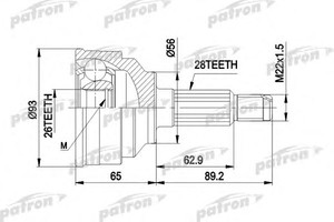 Фото Шарнірний комплект, приводний вал Patron PCV1291