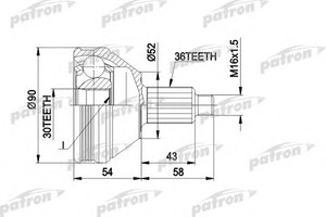 Фото Шарнірний комплект, приводний вал Patron PCV1414