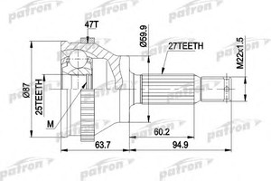 Фото Шарнірний комплект, приводний вал Patron PCV1617AL