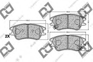 Фото Комплект гальмівних колодок, дискове гальмо DJ PARTS BP1134