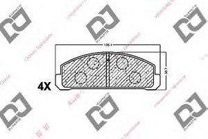 Фото Комплект гальмівних колодок, дискове гальмо DJ PARTS BP1264