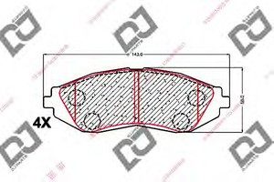 Фото Комплект гальмівних колодок, дискове гальмо DJ PARTS BP1512