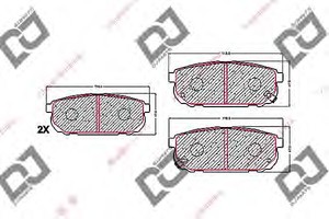 Фото Комплект гальмівних колодок, дискове гальмо DJ PARTS BP1593