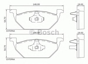 Фото Комлект гальмівних колодок, дисковий механізм Bosch 0 986 BB0 714