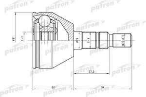 Фото Шарнірний комплект, приводний вал Patron PCV1613